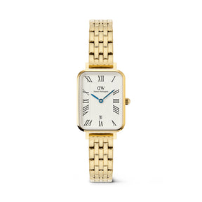 Daniel Wellington Quadro  Roman Numerals Date 5-link Gold