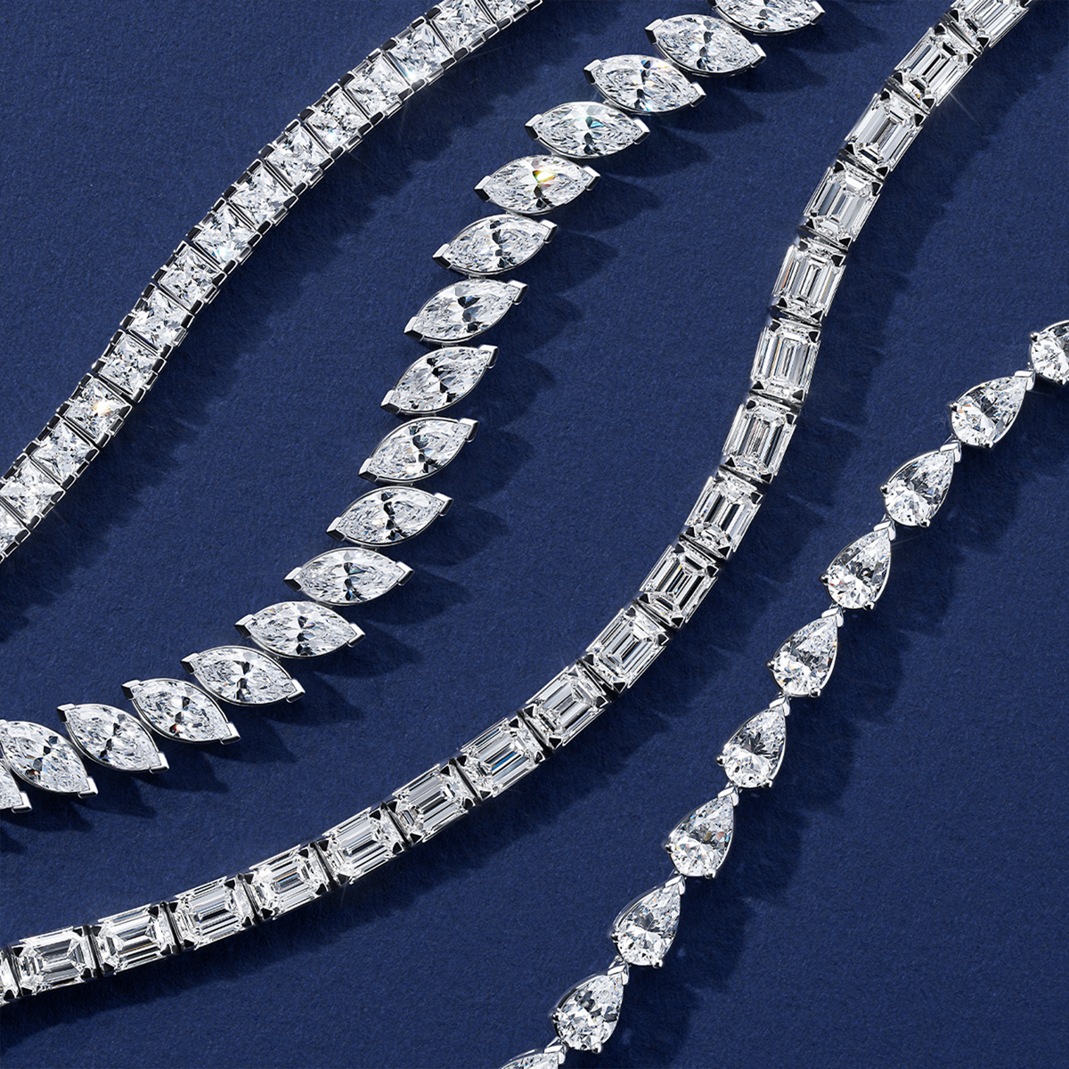 12.00ct TW Lab Grown Diamond Marquise Cut Diamond Tennis Bracelet in 18ct White Gold
