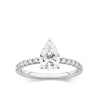 Everlasting 1.58ct TW Pear Lab-Grown Diamond Solitaire Pave Band Engagement Ring in 18ct White Gold