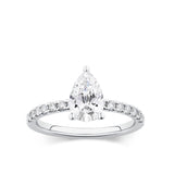Everlasting 1.58ct TW Pear Lab-Grown Diamond Solitaire Pave Band Engagement Ring in 18ct White Gold