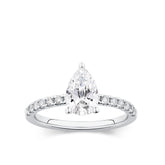 Everlasting 1.58ct TW Pear Lab-Grown Diamond Solitaire Pave Band Engagement Ring in 18ct White Gold