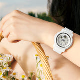 Worn on the wrist, the Casio Baby-G BGA290SA-7A demonstrates the slim, lightweight 33 gram profile of the wide-face BGA-290 — a clean, versatile white everyday watch suited to active and casual wear alike.