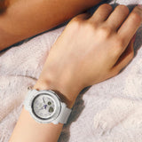 The Casio Baby-G BGA290SA-7A shows its ultra-slim 10.1mm profile with soft white resin case, glossy vapour deposition bezel ring, and crown positioned on the case side.