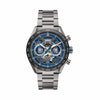 TAG Heuer Carrera Chronograph Extreme Sport CBU2081.BF0007 shown face-on with its openworked dial and blue flange fully visible. The titanium H-shape bracelet is displayed straight down, showing its fine-brushed and sandblasted link pattern.