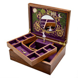 Three-quarter angle of the Wolf Cinderella Ballet Musical Jewellery Box 190017, showcasing the scallop-edged interior mirror and hand-painted ballerina figure. The design draws on WOLF's original turning ballerina box, reimagined with a Cinderella theme.