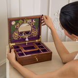 Styled image of the Wolf Cinderella Ballet Musical Jewellery Box 190017 displayed on a dresser, presented as a decorative jewellery storage piece. Its walnut wood veneer finish and fairytale-inspired design suit both everyday use and gifting.