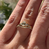 Everlasting Promise 0.60ct TW Emerald Cut Lab-Grown Diamond with Round Brilliant Side Accent Ring Set in 9ct Yellow Gold