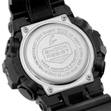 Back view of a Casio G-Shock watch with 'Shock Resist' text on a white background