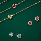 Rhodolite Garnet Bezel Stud Earrings in 9ct Yellow Gold