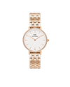 Daniel Wellington Petite 28 Bezel 5-Link White & Rose Gold Watch
