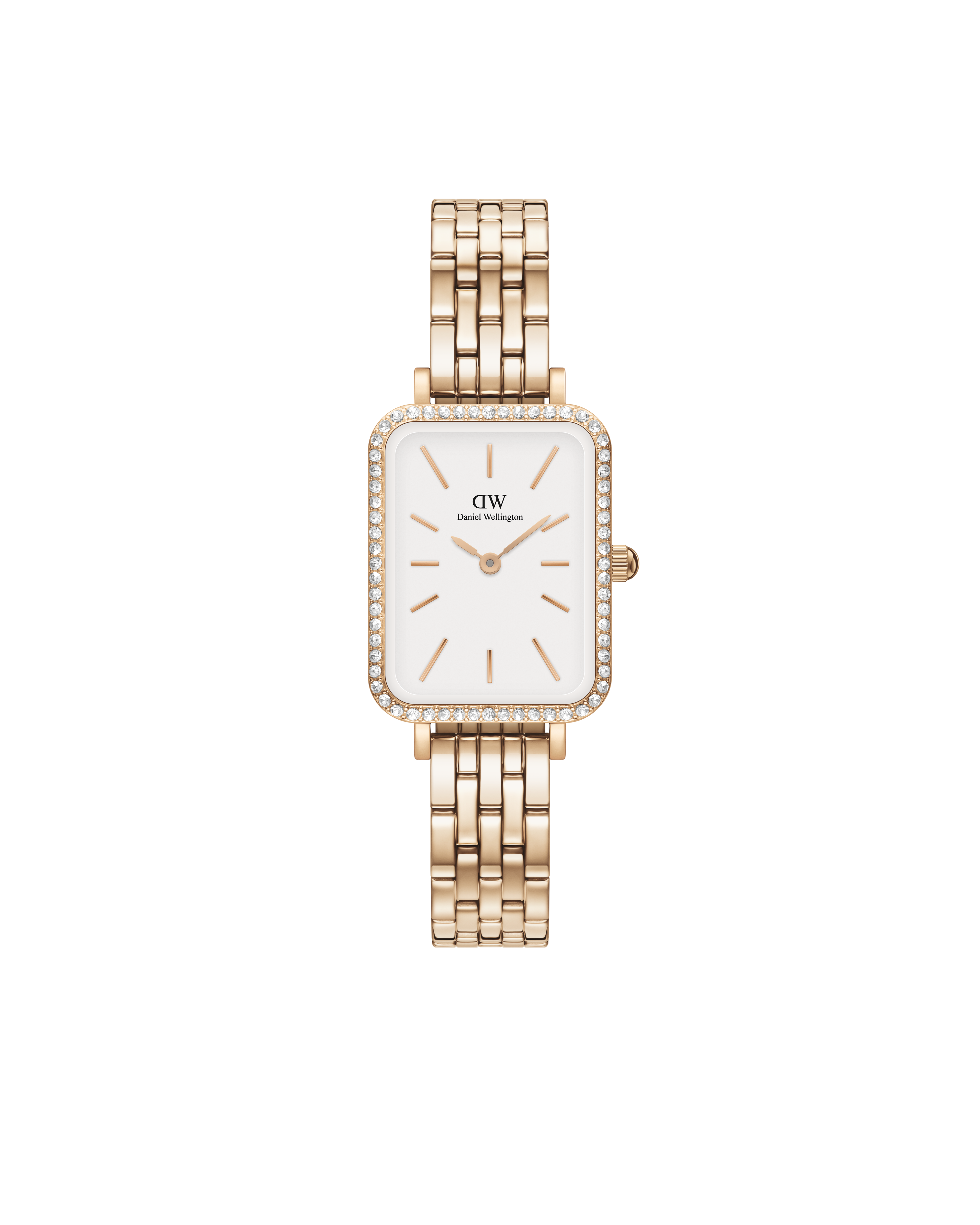 Daniel Wellington Quadro 20x26 Bezel 5-Link White & Rose Gold Watch