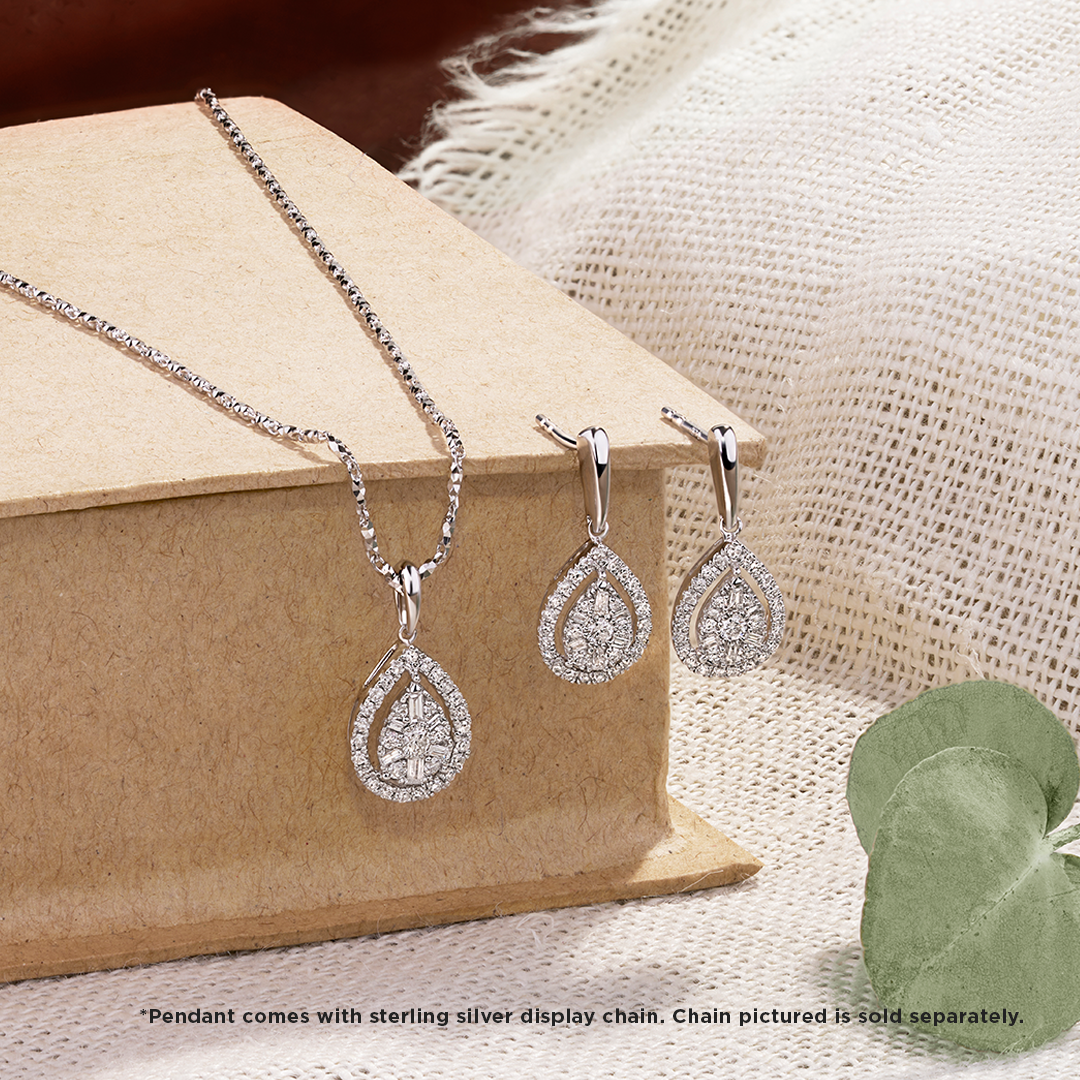0.35ct TW Diamond Pear Pendant with Chain in 9ct White Gold