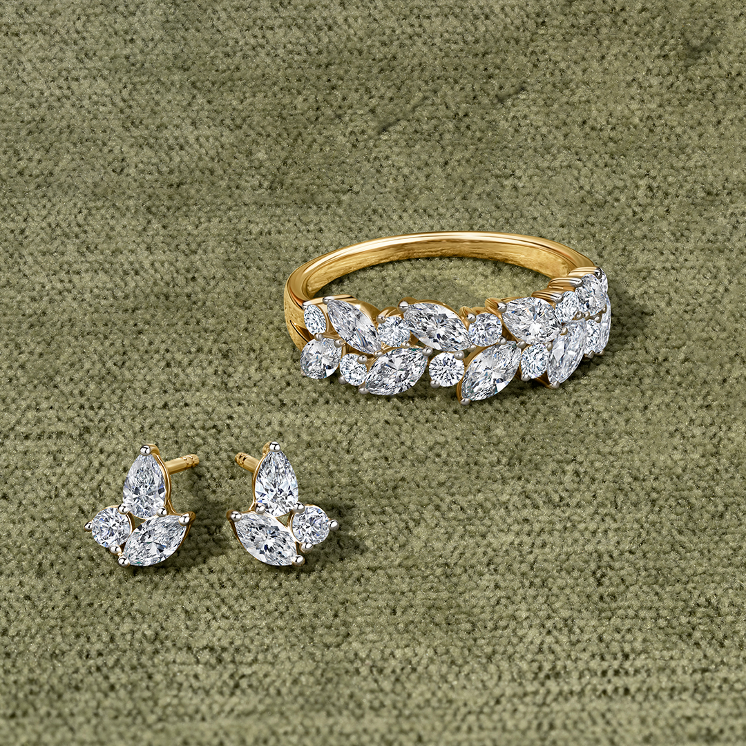 0.40ct TW Diamond Cluster Earrings in 9ct Yellow Gold