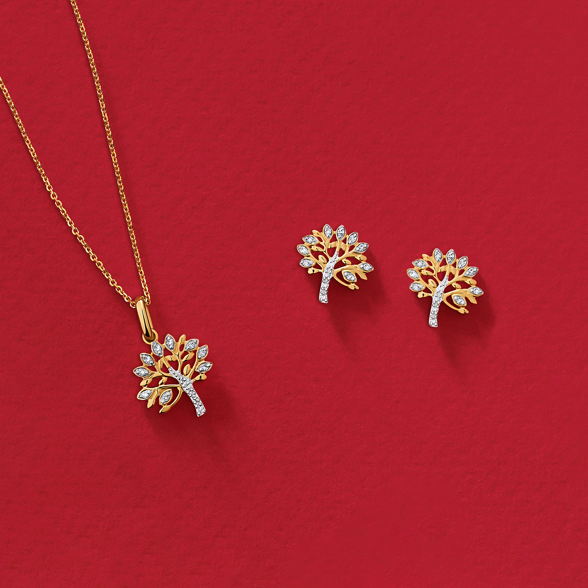 Diamond Tree of Life Pendant in 9ct Yellow Gold