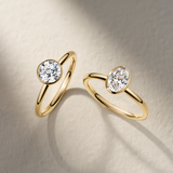 Everlasting 1.25ct TW Round Brilliant Lab-Grown Diamond Bezel Set Solitaire Engagement Ring in 18ct Yellow Gold