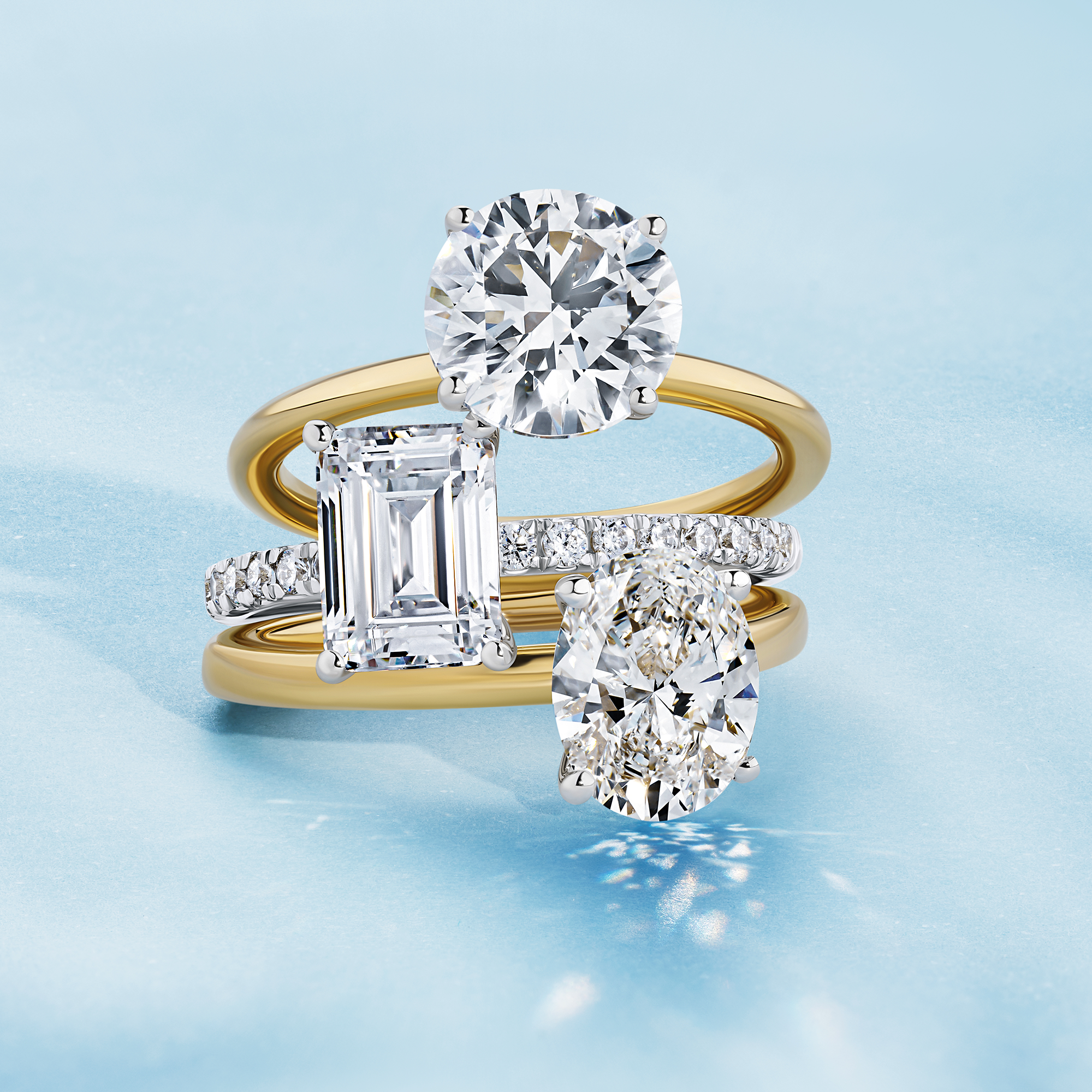 Everlasting 1.25ct TW Oval Lab-Grown Diamond Solitaire Engagement Ring in 18ct Yellow and White Gold