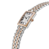 Frederique Constant Classic Quartz Women's Watch FC-200MPW2AC2B photographed at a three-quarter angle, highlighting the polished rose gold-tone finish across the case and integrated bracelet. The sapphire crystal catches the light along the case edge.