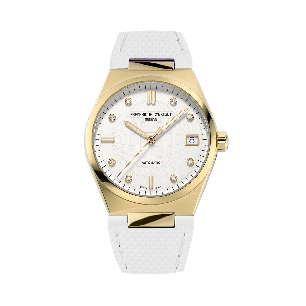 Frederique Constant Highlife Automatic Women's 34mm Watch FC-303VD2NH5B - fitted with white rubber additional strap