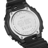 Casio G-Shock GAB2100BEG-1A watch rear view showing the Carbon Core Guard bio-based resin case back with G-Shock branding and module 5689 details, confirming shock-resistant and 200-metre water-resistant construction with Tough Solar panel visible on the dial side.