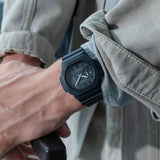 The Casio G-SHOCK 2500 Series Quartz Men’s Watch GAC2500-1A, 46.7mm case, worn on the wrist. The lightweight black design shows the scale and fit.