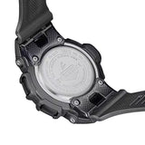Back of case - Casio G-SHOCK GBA900-1A analogue digital sport watch with black resin band, fitness tracking features, and shock-resistant design.