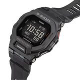 Casio G-Shock G-Squad GBD200-1 watch front view, featuring an all-black square resin case with high-definition MIP LCD digital display, G-Shock branding, front illumination button, and a bold sport-focused dial layout.