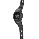 Casio G-Shock G-Squad GBD200-1 watch front view, featuring an all-black square resin case with high-definition MIP LCD digital display, G-Shock branding, front illumination button, and a bold sport-focused dial layout.