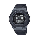 Casio G-Shock G-Squad GBD300-1 watch front view, showcasing the all-black octagonal front bezel inspired by the GA-2100 CasiOak, high-resolution MIP LCD digital display, G-Squad branding, and the slimmest G-Squad profile at just 14.9mm thick.