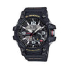 Front-on view of the Casio G-SHOCK Master of G Analogue Digital Men’s Watch GG1000-1A, large case, in black resin. The analogue-digital dial with large Arabic numerals is clearly visible.