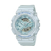 Casio G-SHOCK GMA-S110ST-2 analogue digital watch with blue resin band, metallic dial accents, and shock-resistant oversized design.