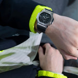 The Casio G-SHOCK 2500 Series Quartz Men’s Watch GMC2500-1A, 46.7mm case, worn on the wrist. The metal bezel and black resin strap show the scale and fit.
