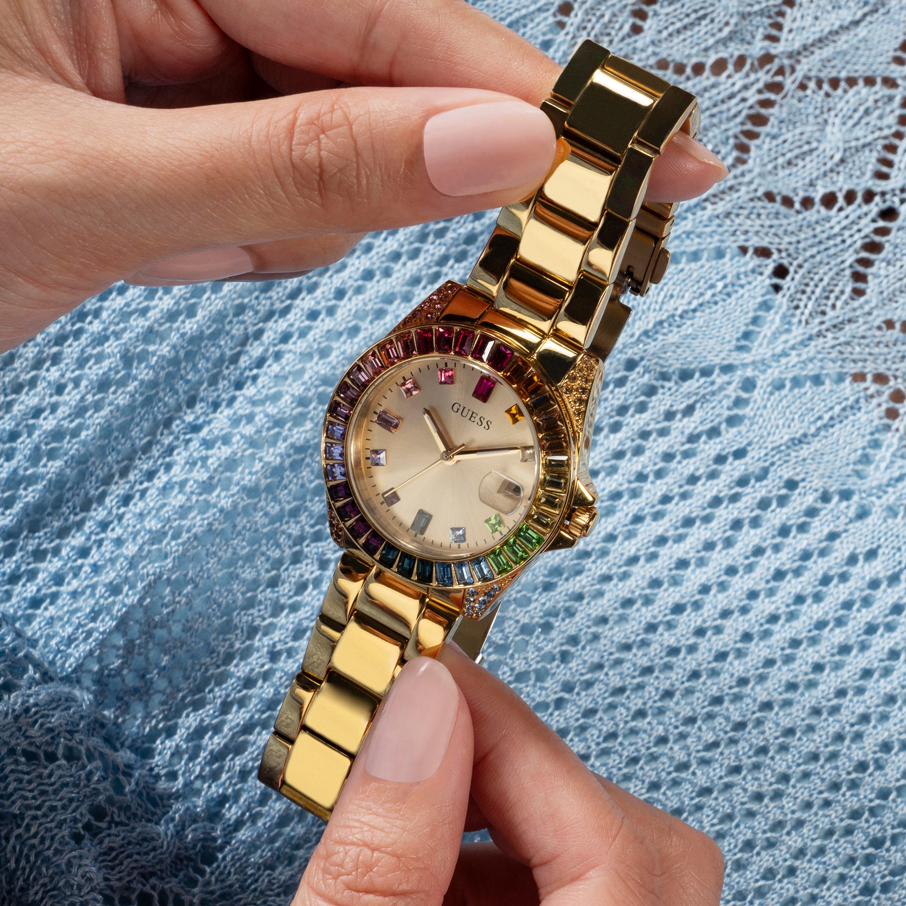 Guess Women's 34mm Opaline Multi Crystal Quartz Watch GW0475L3