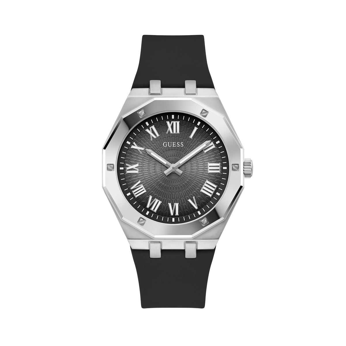 Guess Men's 42mm Black Silver Tone Quartz Watch GW0663G1