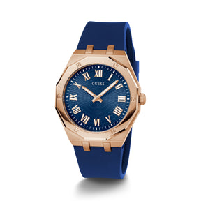 Guess Men's 42mm Blue Rose Gold Quartz Watch GW0663G3