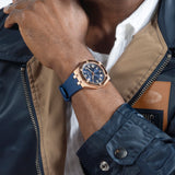 Guess Men's 42mm Blue Rose Gold Quartz Watch GW0663G3