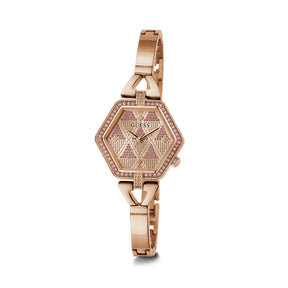 Guess Women's 28mm Rose Gold Audrey Glitz Hexagonal Quartz Watch GW0680L3