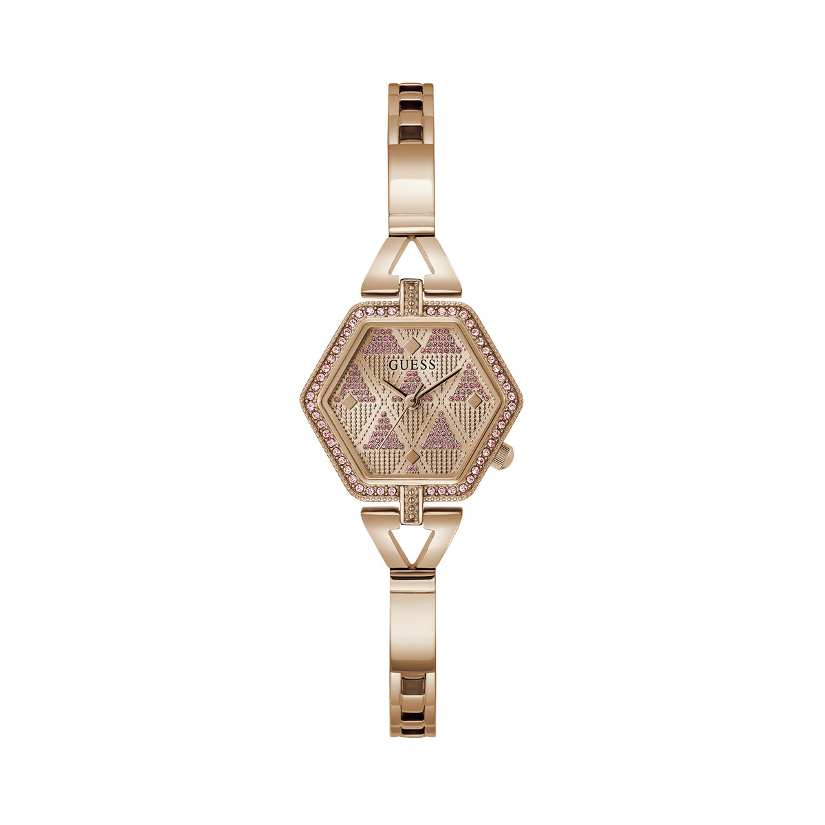 Guess Women's 28mm Rose Gold Audrey Glitz Hexagonal Quartz Watch GW0680L3