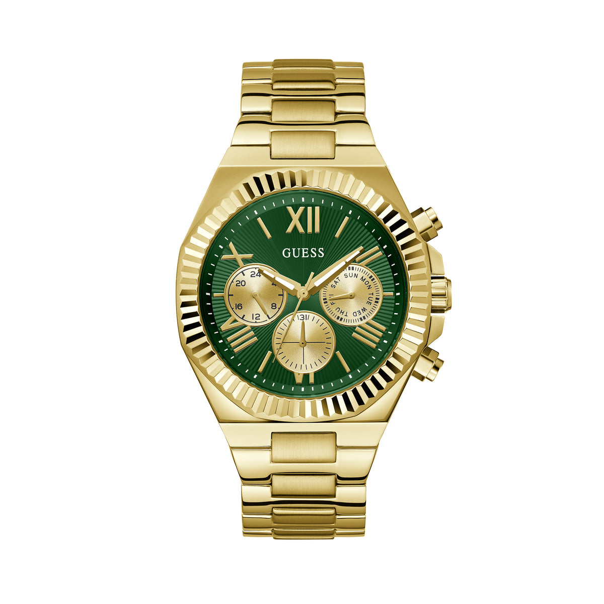 Guess Men's 44mm Gold Equity Green Quartz Watch GW0703G2
