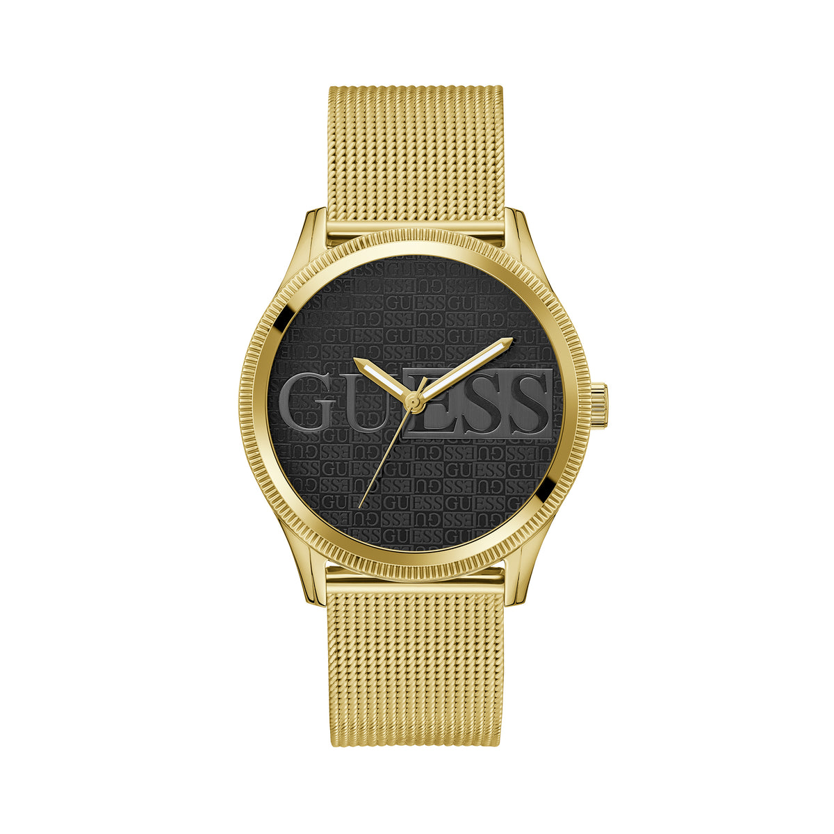Guess Men's 44mm Gold Reputation Black Logo Quartz Watch GW0710G2