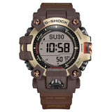 The Casio G-SHOCK Solar Men's Watch GW-9500MH-5, 53mm case, worn on the wrist to show scale and fit. The gold-tone bezel and brown resin band suit both rugged and everyday wear.