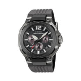The Casio G-Shock Gravitymaster Solar Men's Watch GWRB3000B-8A features a 47.3mm round case with grey ion-plated bio-based carbon and stainless steel bezel, grey analogue dial with luminous hands and markers, sapphire crystal with anti-reflective coating, and visible shock absorbers — the TOUGH MVT.2 Gravitymaster in grey.