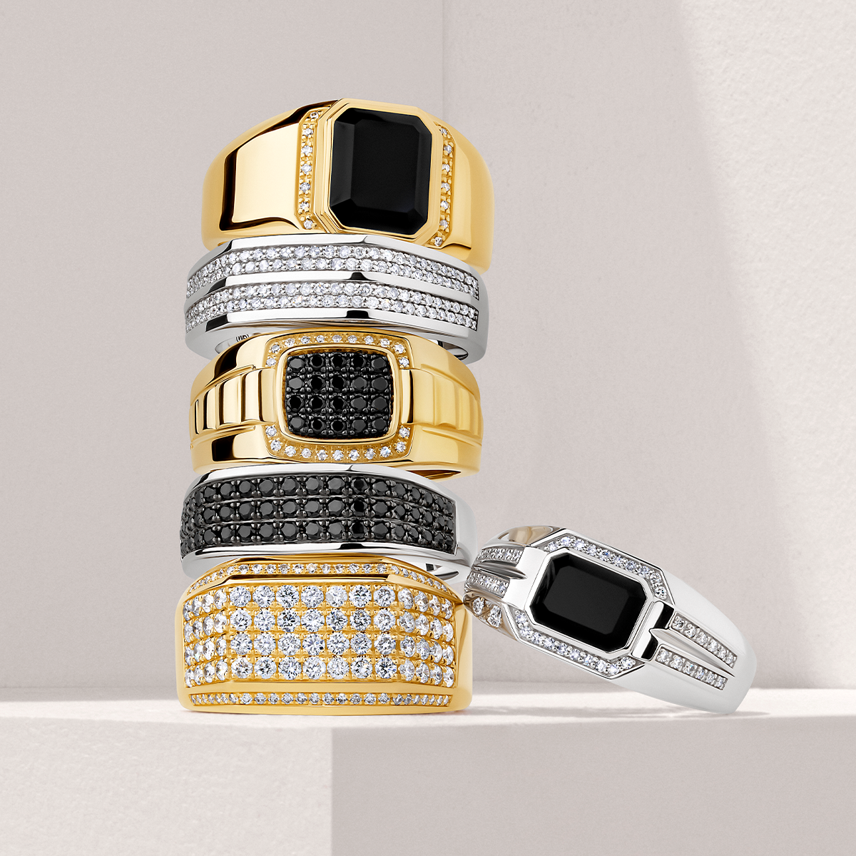 Onyx & Diamond Bezel Set Signet Ring in 9ct Yellow Gold