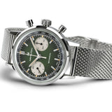 Hamilton Intra-Matic Chronograph H on stainless steel mesh bracelet, showing versatile second strap option