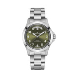 Hamilton Khaki Field King Day-Date H64475160 40mm automatic watch with khaki green sunray dial and stainless steel bracelet