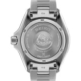 The Seiko Prospex Automatic Men's 41.70mm Watch HBB003K is fitted with a stainless steel bracelet, secured by a three-fold clasp with push-button release and diver's extension. The screw case back is engraved with "LIMITED EDITION" and an individual serial number.