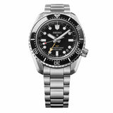 The Seiko Prospex HBC002J features a black dial with oversized LumiBrite-coated markers, a gold-tone GMT hand and a date window. The 42mm stainless steel case is fitted with a black ceramic unidirectional bezel.
