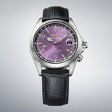 The Seiko Prospex Alpinist Automatic 39.50mm Men's Watch HBC006J reveals the dial's Arabic numerals, wedge-shaped indices and gold accents in close detail.