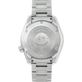 The Seiko Prospex Marinemaster JAMSTEC Limited Edition Men's 42.60mm Watch HBF002J is fitted with a stainless steel bracelet featuring a tool-less micro-adjustment clasp. The screw-down case back contributes to the watch's 300m water resistance rating.