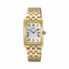 The Seiko Conceptual Quartz 22.20mm Women's Watch HGG001P features a patterned white dial with Roman numerals, set within a gold-tone rectangular case. The case is fitted with Hardlex crystal.