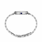 The Seiko Conceptual Quartz 29mm Women's Watch HGH005P shows its 29mm silver stainless steel case with a cabochon pull-out crown.